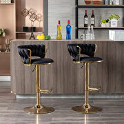 Black velvet swivel bar stools with golden leg set of 2 by La Spezia additional picture 3