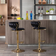 Black velvet swivel bar stools with golden leg set of 2 by La Spezia additional picture 4