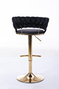 Black velvet swivel bar stools with golden leg set of 2 by La Spezia additional picture 6