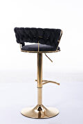 Black velvet swivel bar stools with golden leg set of 2 by La Spezia additional picture 8