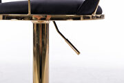 Black velvet swivel bar stools with golden leg set of 2 by La Spezia additional picture 9