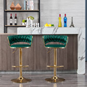 Green velvet swivel bar stools with golden leg set of 2 by La Spezia additional picture 2