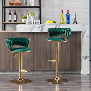 Green velvet swivel bar stools with golden leg set of 2 by La Spezia additional picture 3