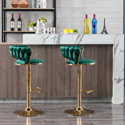 Green velvet swivel bar stools with golden leg set of 2 by La Spezia additional picture 4