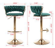 Green velvet swivel bar stools with golden leg set of 2 by La Spezia additional picture 5