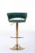 Green velvet swivel bar stools with golden leg set of 2 by La Spezia additional picture 9