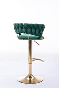 Green velvet swivel bar stools with golden leg set of 2 by La Spezia additional picture 10