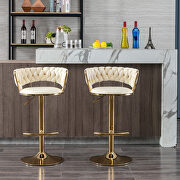 Cream velvet swivel bar stools with golden leg set of 2 by La Spezia additional picture 2
