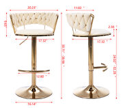 Cream velvet swivel bar stools with golden leg set of 2 by La Spezia additional picture 12