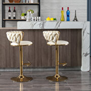 Cream velvet swivel bar stools with golden leg set of 2 by La Spezia additional picture 3