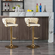 Cream velvet swivel bar stools with golden leg set of 2 by La Spezia additional picture 4