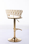 Cream velvet swivel bar stools with golden leg set of 2 by La Spezia additional picture 6