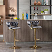 Gray velvet swivel bar stools with golden leg set of 2 by La Spezia additional picture 4