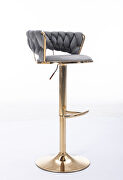 Gray velvet swivel bar stools with golden leg set of 2 by La Spezia additional picture 6
