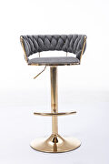 Gray velvet swivel bar stools with golden leg set of 2 by La Spezia additional picture 7