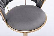Gray velvet swivel bar stools with golden leg set of 2 by La Spezia additional picture 8