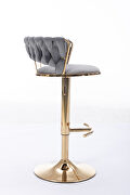 Gray velvet swivel bar stools with golden leg set of 2 by La Spezia additional picture 9