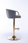 Gray velvet set of 2 bar stools with golden chrome footrest and swivel lift base by La Spezia additional picture 6