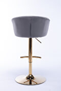 Gray velvet set of 2 bar stools with golden chrome footrest and swivel lift base by La Spezia additional picture 10