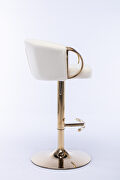 Ivory velvet set of 2 bar stools with golden chrome footrest and swivel lift base by La Spezia additional picture 12