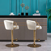 Ivory velvet set of 2 bar stools with golden chrome footrest and swivel lift base by La Spezia additional picture 4