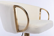 Ivory velvet set of 2 bar stools with golden chrome footrest and swivel lift base by La Spezia additional picture 6