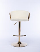 Ivory velvet set of 2 bar stools with golden chrome footrest and swivel lift base by La Spezia additional picture 7