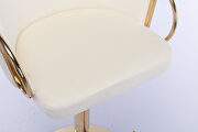 Ivory velvet set of 2 bar stools with golden chrome footrest and swivel lift base by La Spezia additional picture 8