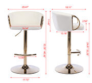 Ivory velvet set of 2 bar stools with golden chrome footrest and swivel lift base by La Spezia additional picture 9