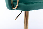 Green velvet set of 2 bar stools with golden chrome footrest and swivel lift base by La Spezia additional picture 11