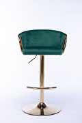 Green velvet set of 2 bar stools with golden chrome footrest and swivel lift base by La Spezia additional picture 12