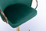 Green velvet set of 2 bar stools with golden chrome footrest and swivel lift base by La Spezia additional picture 6