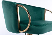 Green velvet set of 2 bar stools with golden chrome footrest and swivel lift base by La Spezia additional picture 7