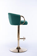 Green velvet set of 2 bar stools with golden chrome footrest and swivel lift base by La Spezia additional picture 8