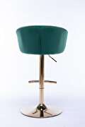 Green velvet set of 2 bar stools with golden chrome footrest and swivel lift base by La Spezia additional picture 9