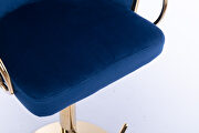 Navy velvet set of 2 bar stools with golden chrome footrest and swivel lift base by La Spezia additional picture 11
