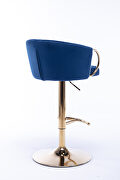 Navy velvet set of 2 bar stools with golden chrome footrest and swivel lift base by La Spezia additional picture 6