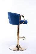 Navy velvet set of 2 bar stools with golden chrome footrest and swivel lift base by La Spezia additional picture 7