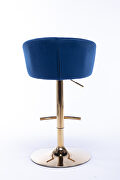 Navy velvet set of 2 bar stools with golden chrome footrest and swivel lift base by La Spezia additional picture 9