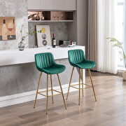 Green velvet fabric bar stools with golden chrome footrest/ set of 2 by La Spezia additional picture 2