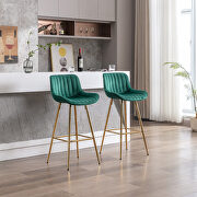 Green velvet fabric bar stools with golden chrome footrest/ set of 2 by La Spezia additional picture 5