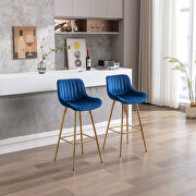 Blue velvet fabric bar stools with golden chrome footrest/ set of 2 by La Spezia additional picture 6