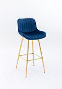 Blue velvet fabric bar stools with golden chrome footrest/ set of 2 by La Spezia additional picture 8