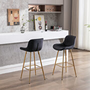 Black velvet fabric bar stools with golden chrome footrest/ set of 2 by La Spezia additional picture 2