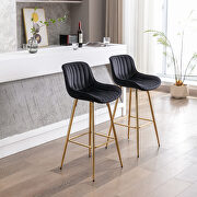 Black velvet fabric bar stools with golden chrome footrest/ set of 2 by La Spezia additional picture 3