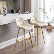 Cream velvet fabric bar stools with golden chrome footrest/ set of 2 by La Spezia additional picture 2