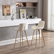 Cream velvet fabric bar stools with golden chrome footrest/ set of 2 by La Spezia additional picture 3