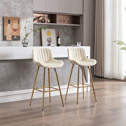 Cream velvet fabric bar stools with golden chrome footrest/ set of 2 by La Spezia additional picture 4