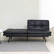 Black pu convertible memory foam modern folding sleeper sofa by La Spezia additional picture 4