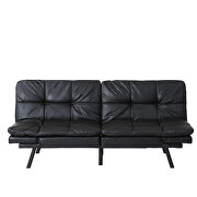 Black pu convertible memory foam modern folding sleeper sofa by La Spezia additional picture 5